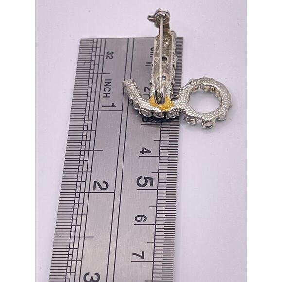 Vintage Mini Christmas Pin Candle Candlestick Rhinestone Brooch Gift 1.25" - Picture 4 of 7